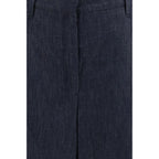 Blue Cotton Casual Pants