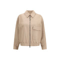 Beige Leather Leather Jacket