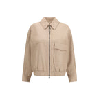 Beige Leather Leather Jacket