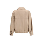 Beige Leather Leather Jacket
