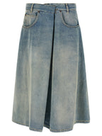 Blue Cotton Midi Skirt