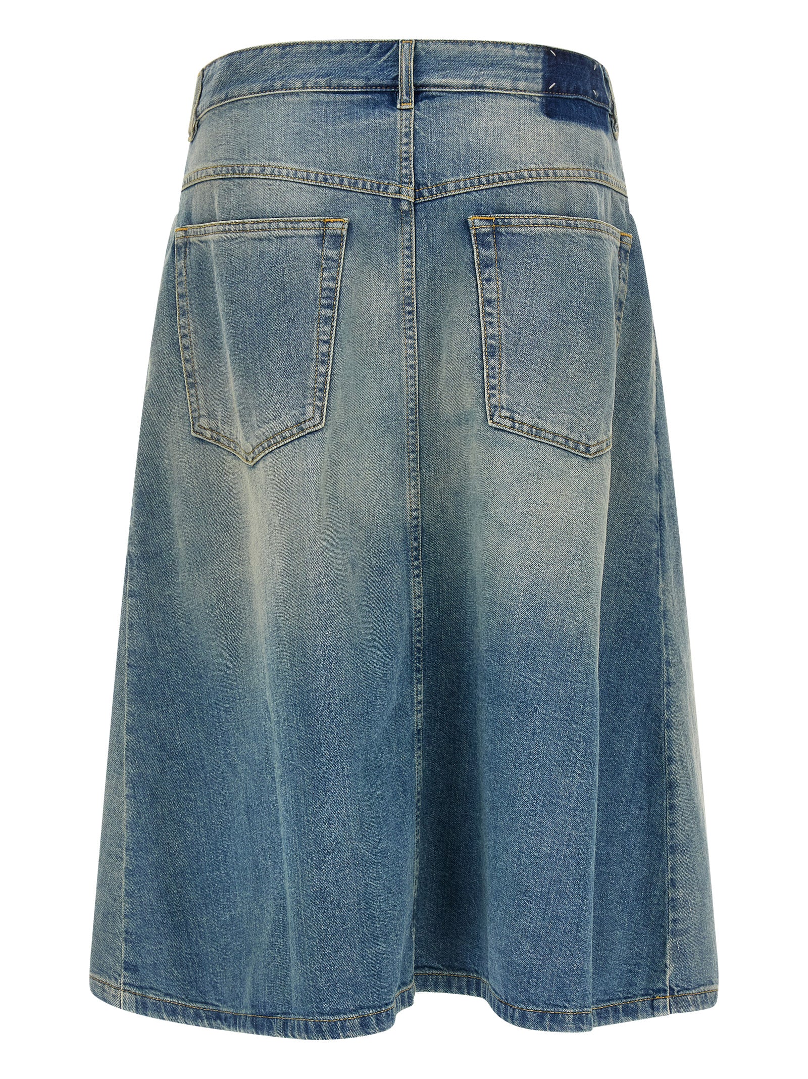Blue Cotton Midi Skirt