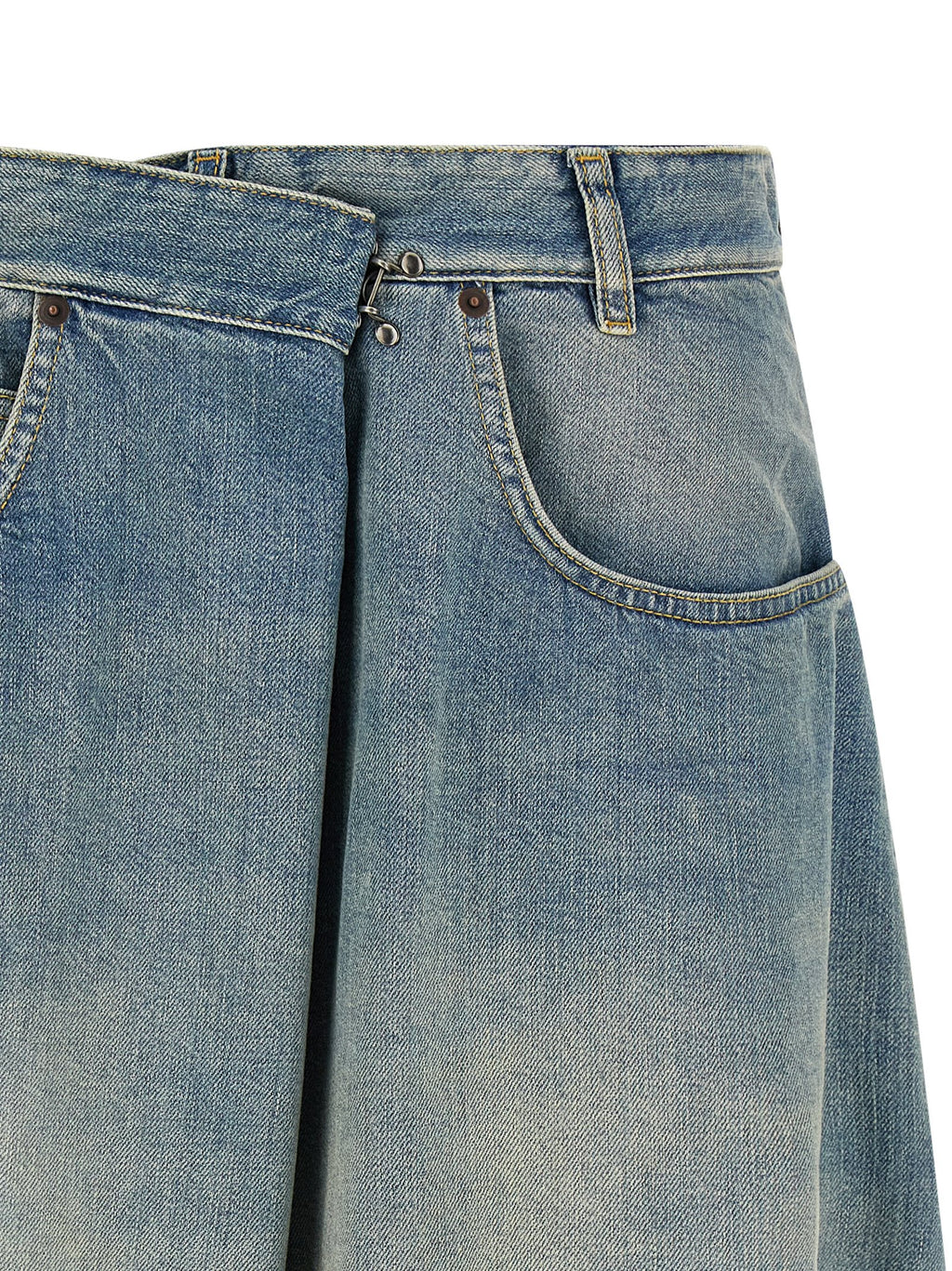 Blue Cotton Midi Skirt