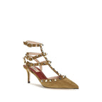 Beige Goatskin High Heel Pumps