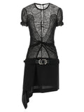 Black Polyamide Short Dress