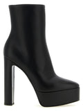 Black Lamb Leather Ankle Boots