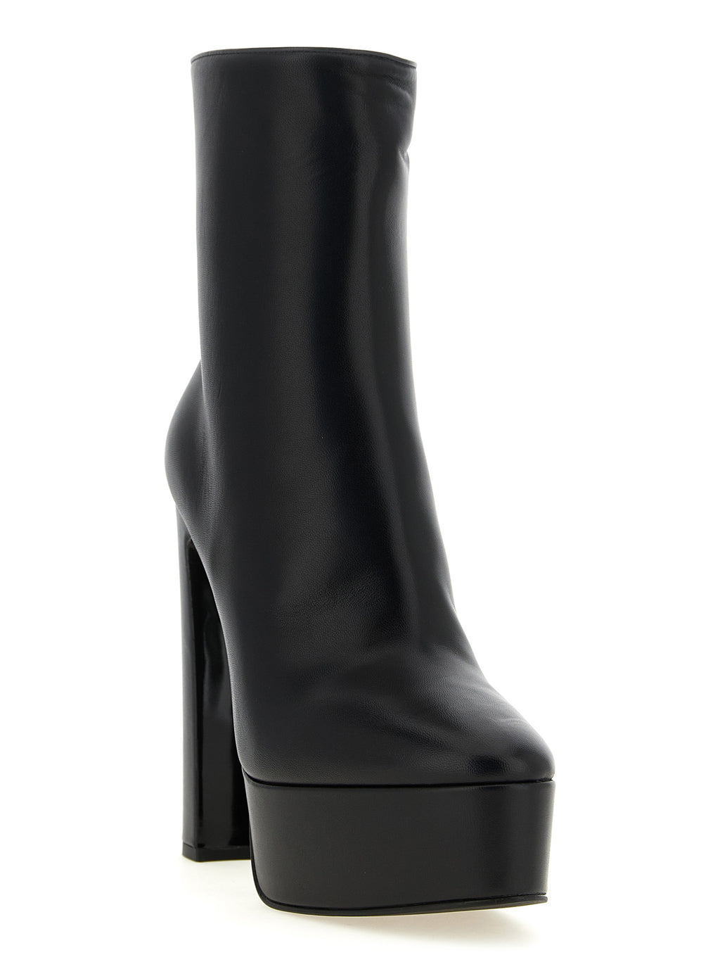 Black Lamb Leather Ankle Boots
