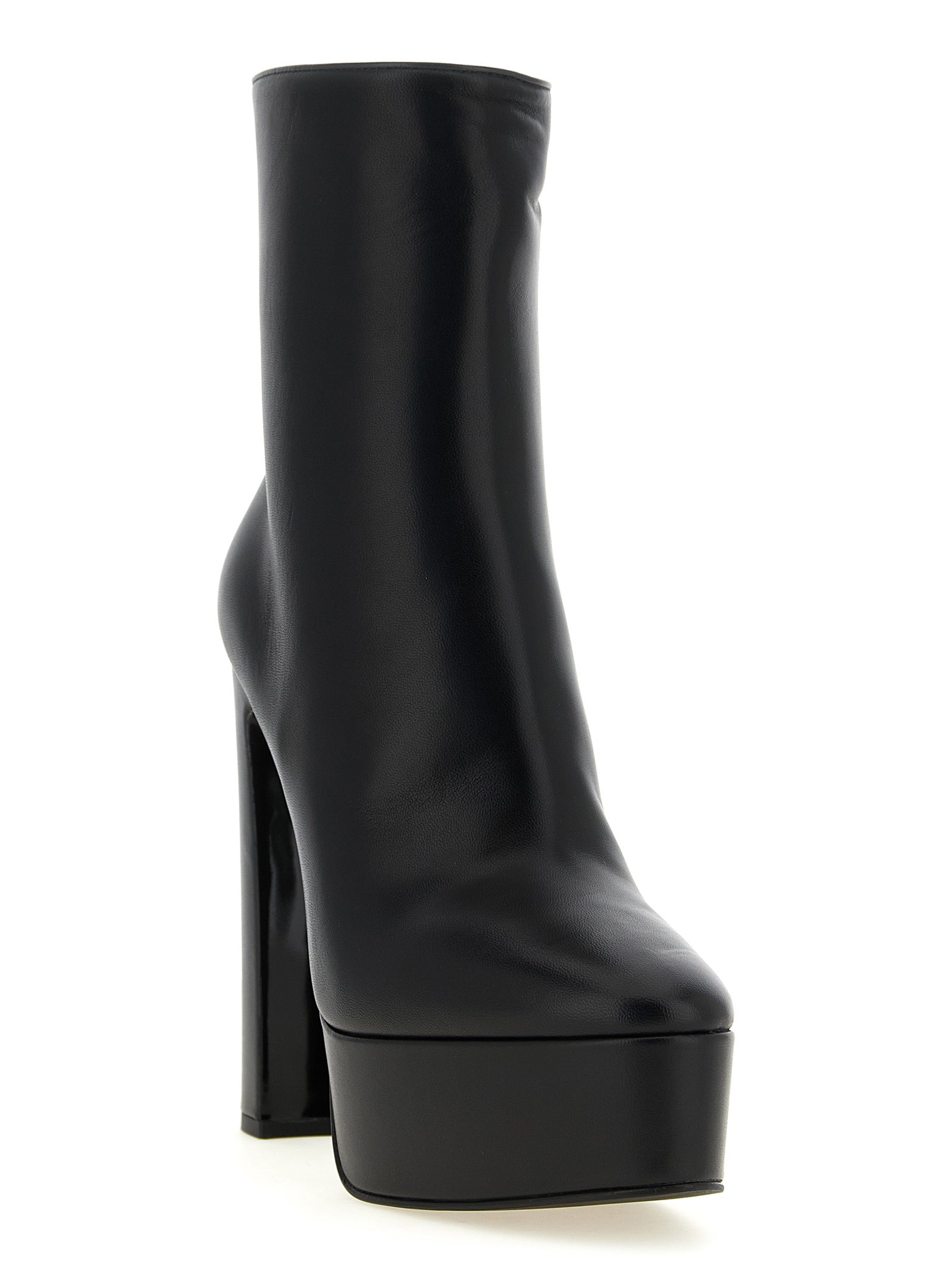 Black Lamb Leather Ankle Boots