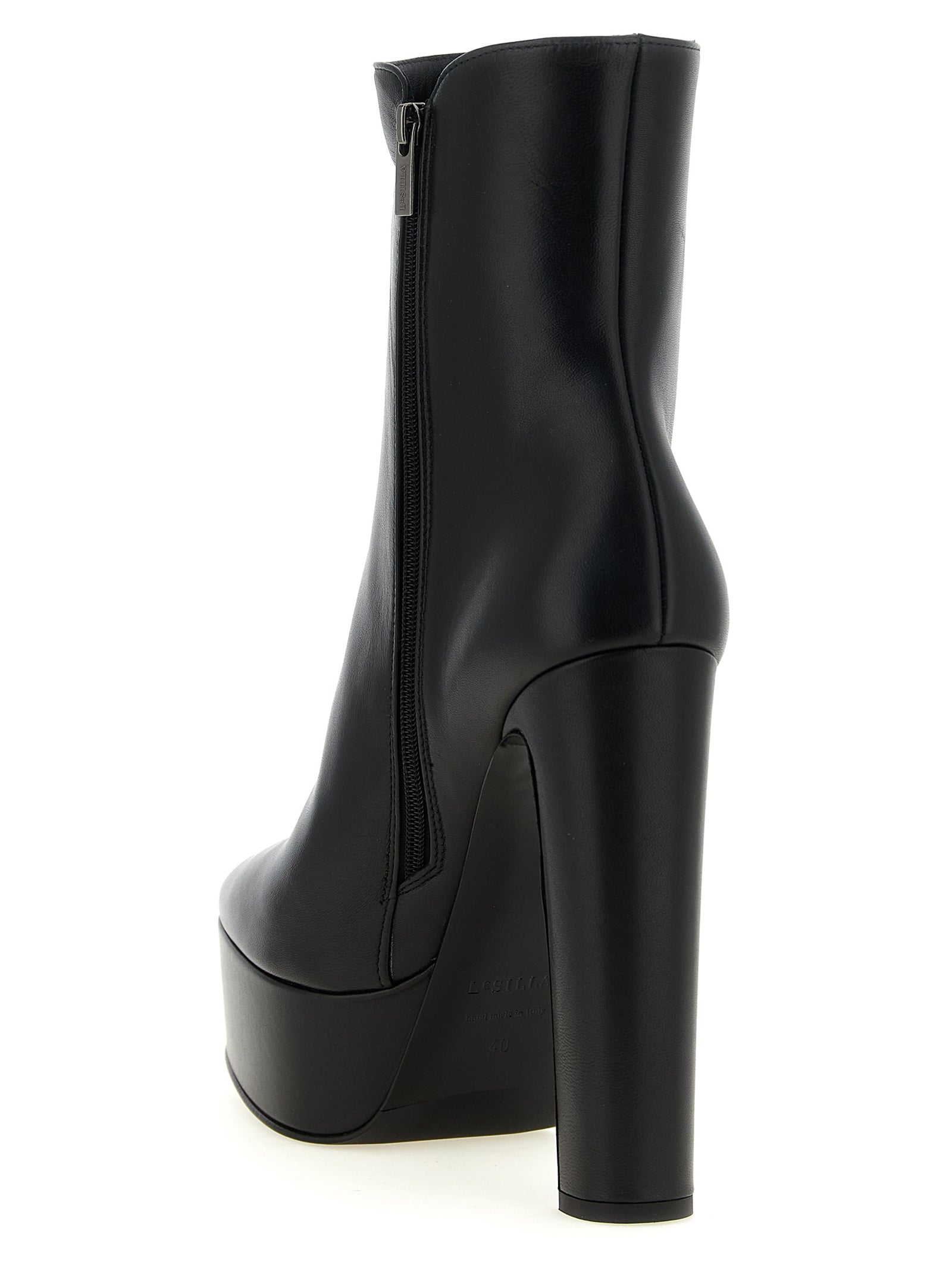 Black Lamb Leather Ankle Boots
