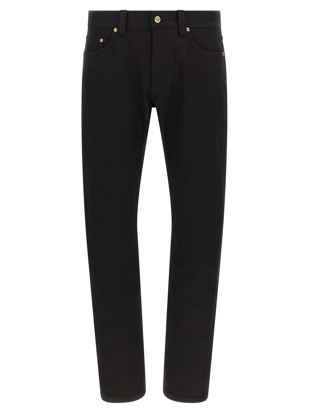 Black Cotton Straight-Leg Jeans