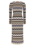Multicolor Viscose Midi Dress