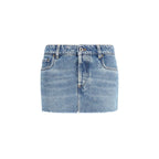 Blue Cotton Mini Skirt