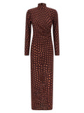 Bordeaux Polyamide Long Dress