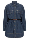 Blue Cotton Short Dress
