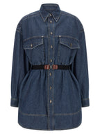 Blue Cotton Short Dress