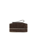 Brown Suede Leather Clutch Bag