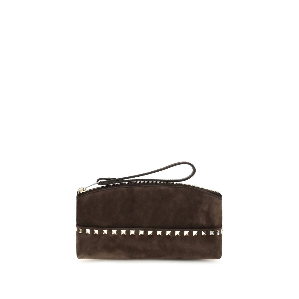 Brown Suede Leather Clutch Bag