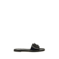 Black Calf Leather Bos Taurus Flat Sandals