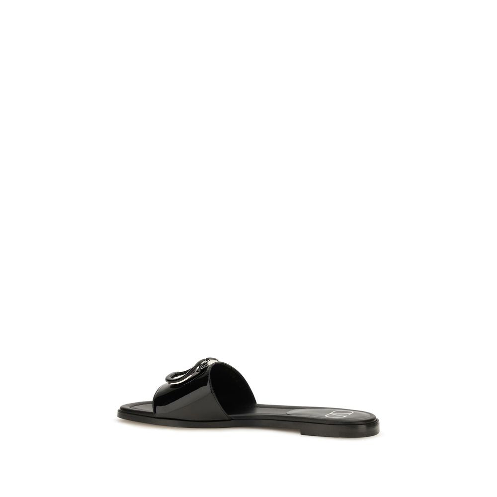 Black Calf Leather Bos Taurus Flat Sandals