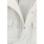 White Polyester Full-Length Jacket