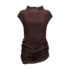 Brown Cotton Casual Dress