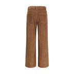 Brown Cotton Casual Pants