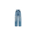 Blue Cotton Straight-Leg Jeans