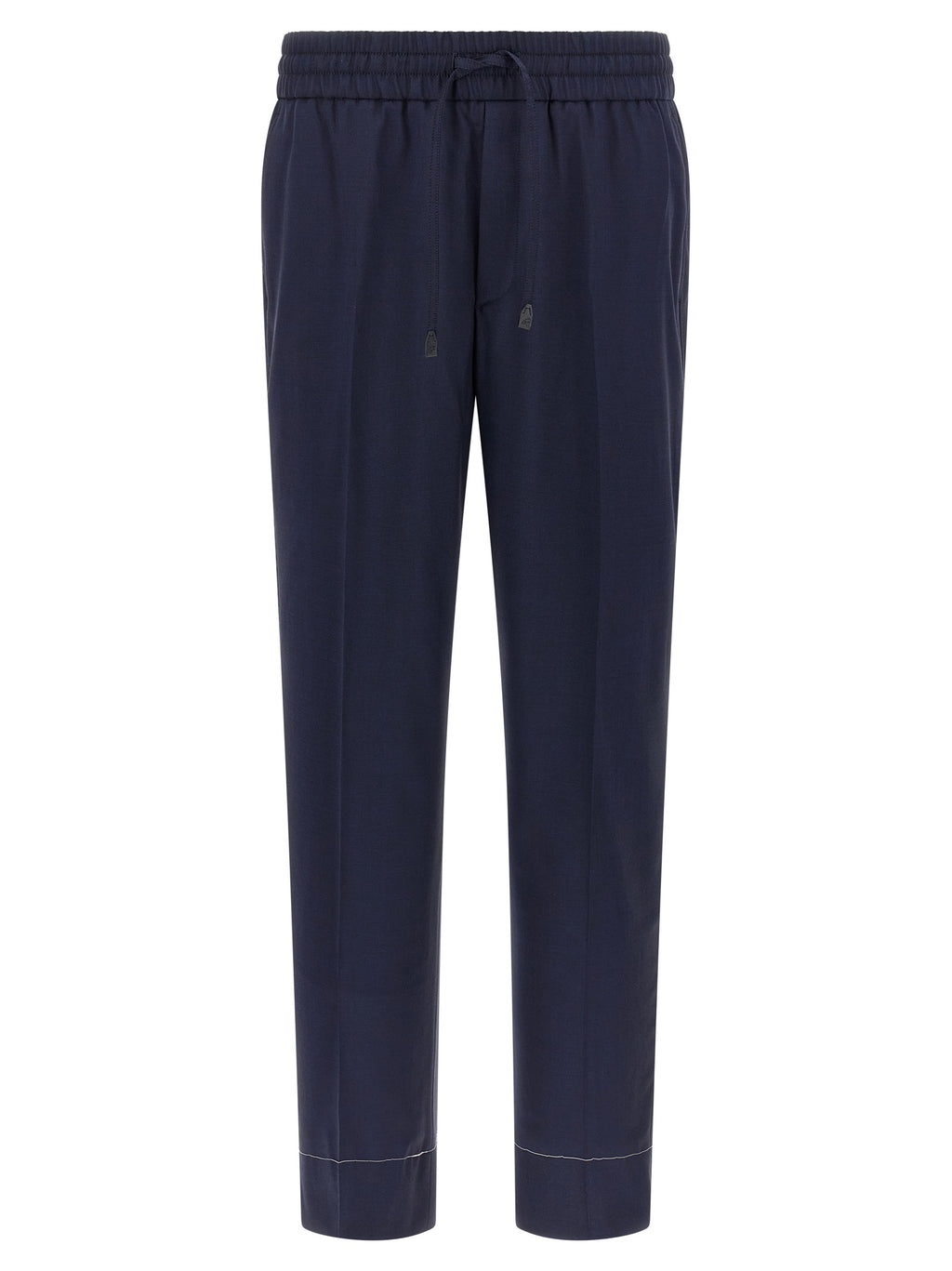 Blue Wool Casual Pants