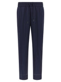 Blue Wool Casual Pants