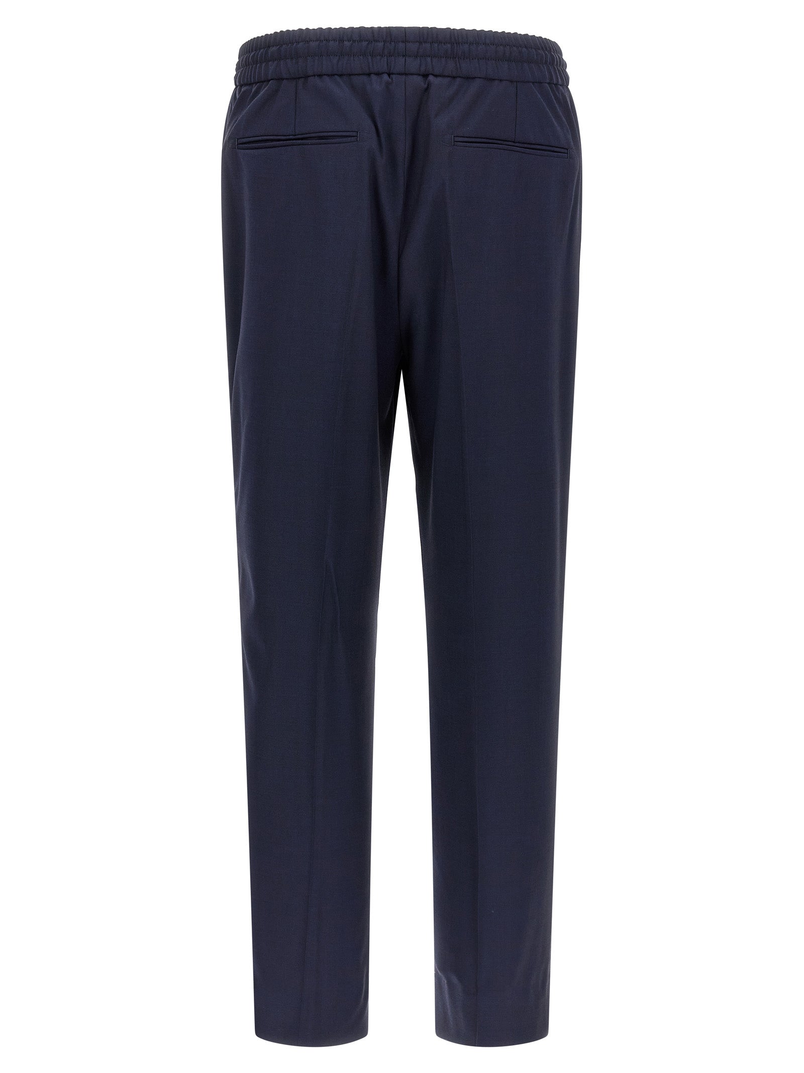 Blue Wool Casual Pants