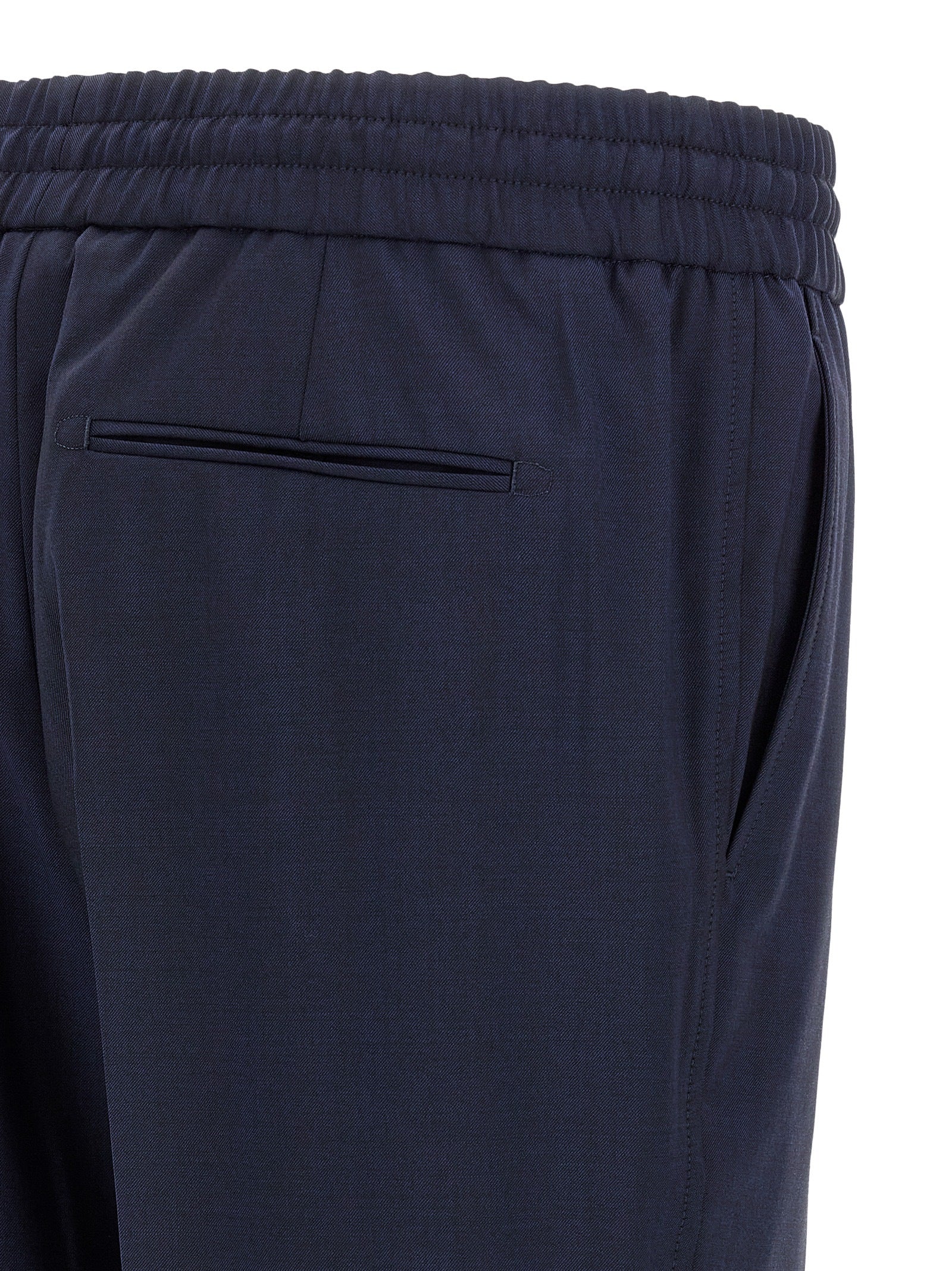 Blue Wool Casual Pants
