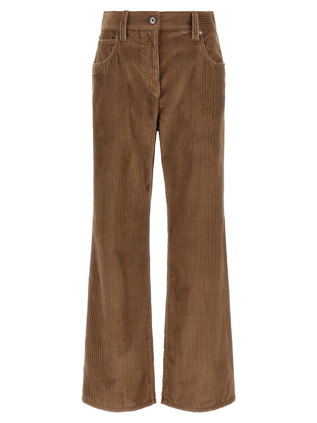 Brown Cotton Casual Pants