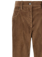 Brown Cotton Casual Pants
