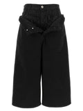 Black Cotton Cropped Jeans