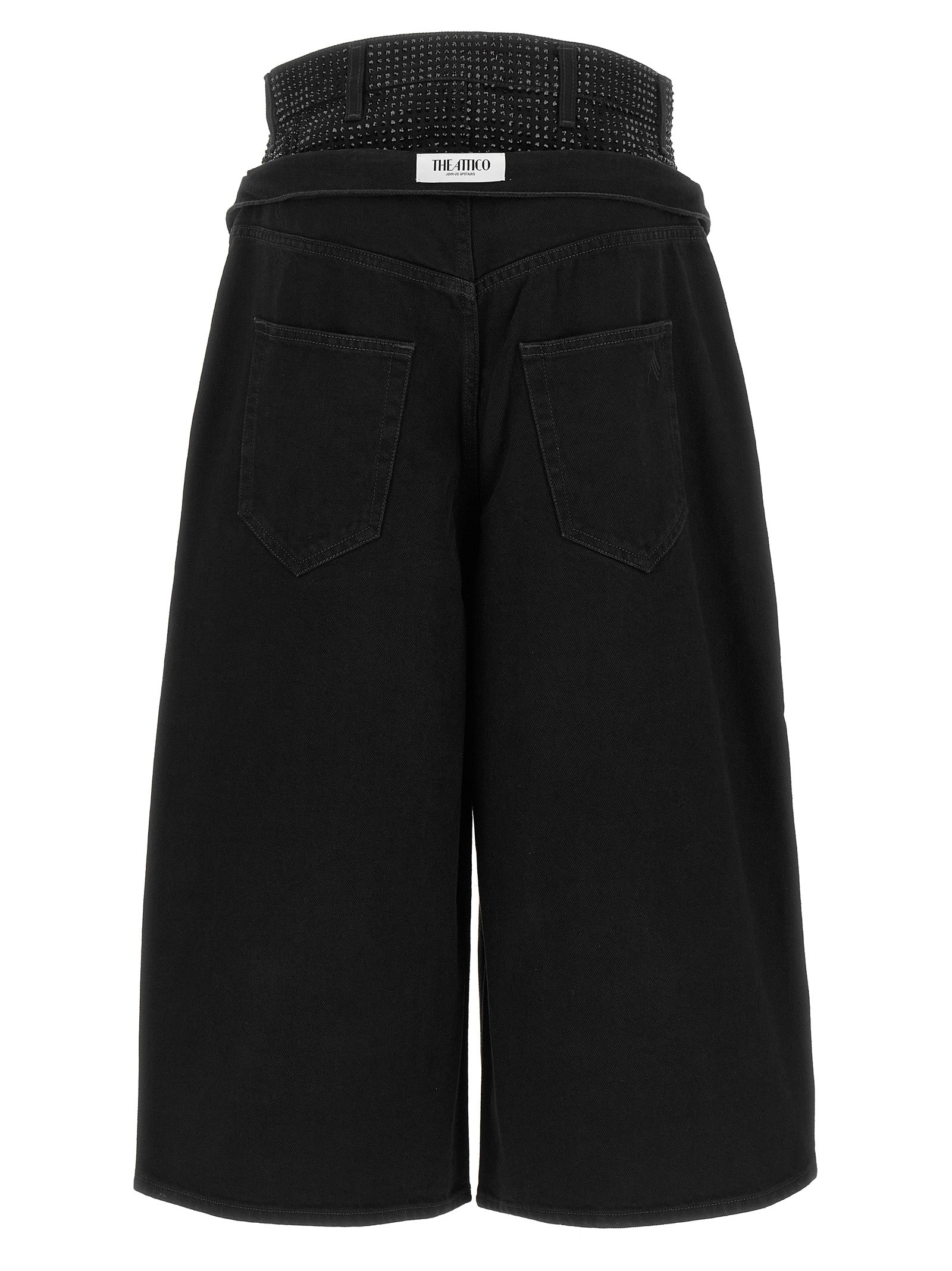 Black Cotton Cropped Jeans