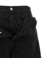 Black Cotton Cropped Jeans