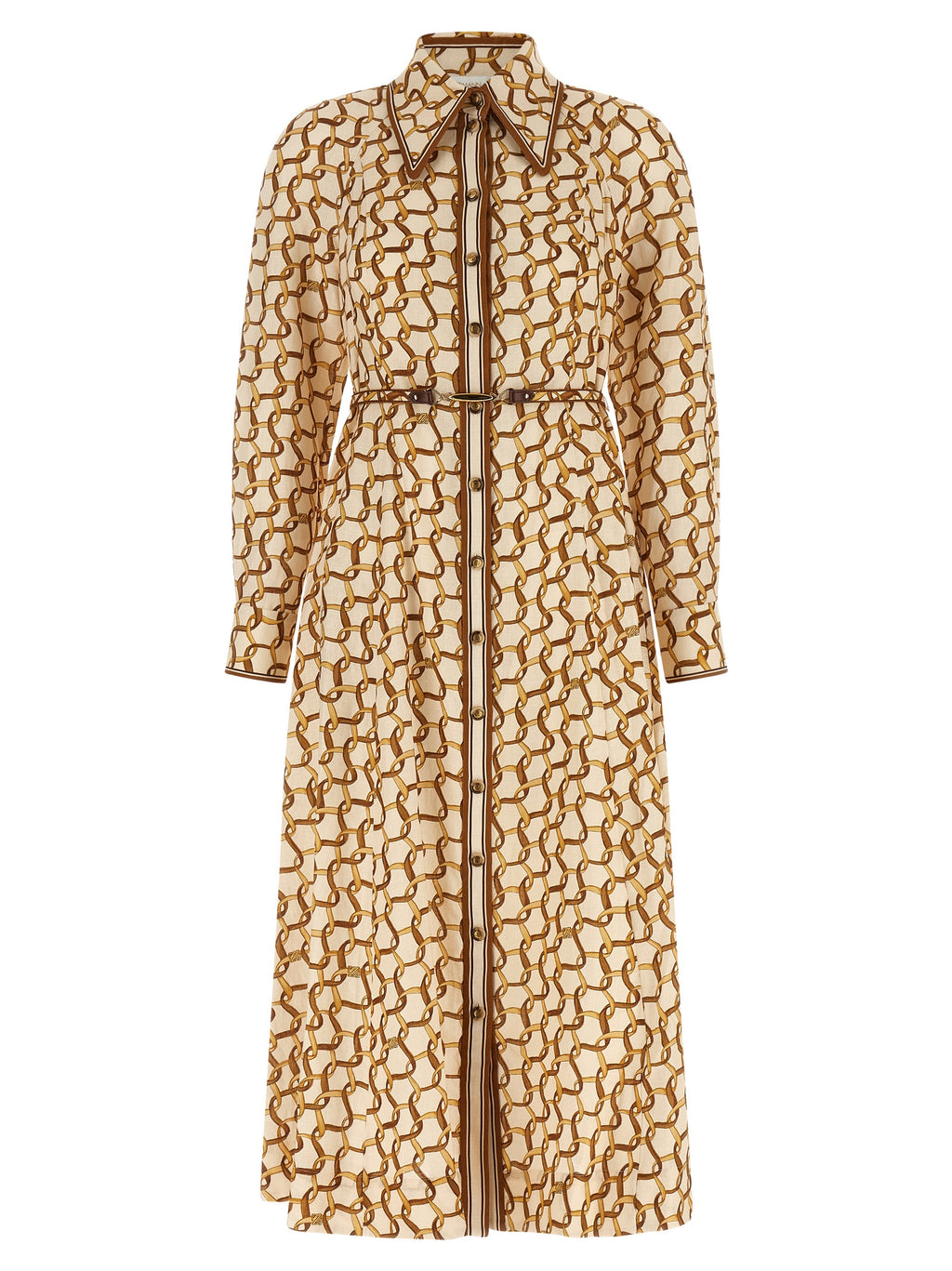 Beige Linen Midi Dress