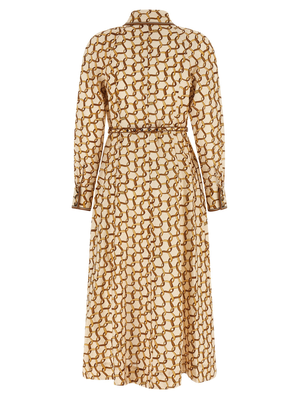 Beige Linen Midi Dress