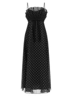 Black Polyester Midi Dress