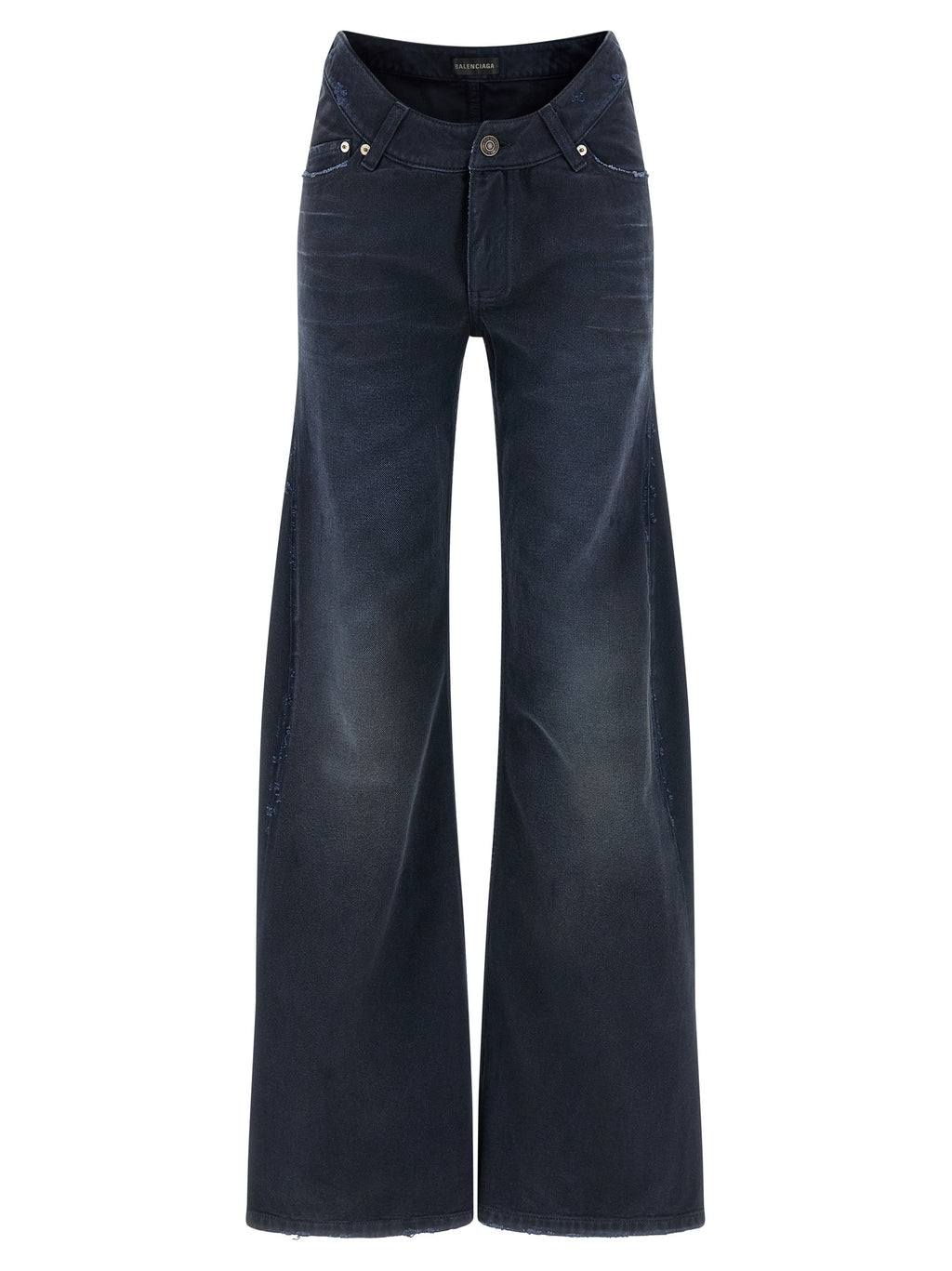 Blue Cotton Flared Jeans