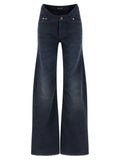 Blue Cotton Flared Jeans