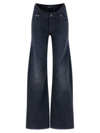 Blue Cotton Flared Jeans