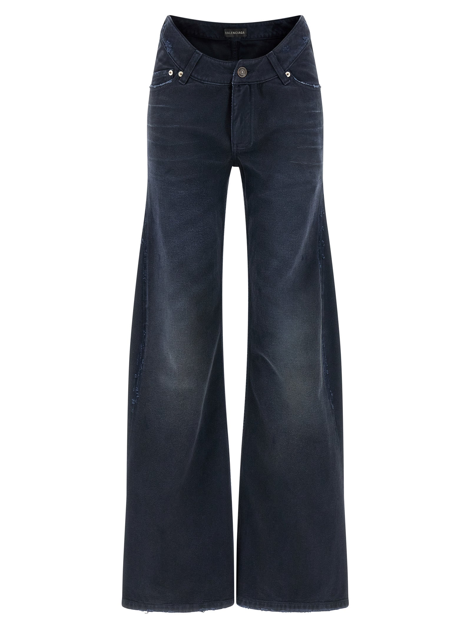 Blue Cotton Flared Jeans