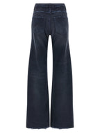 Blue Cotton Flared Jeans