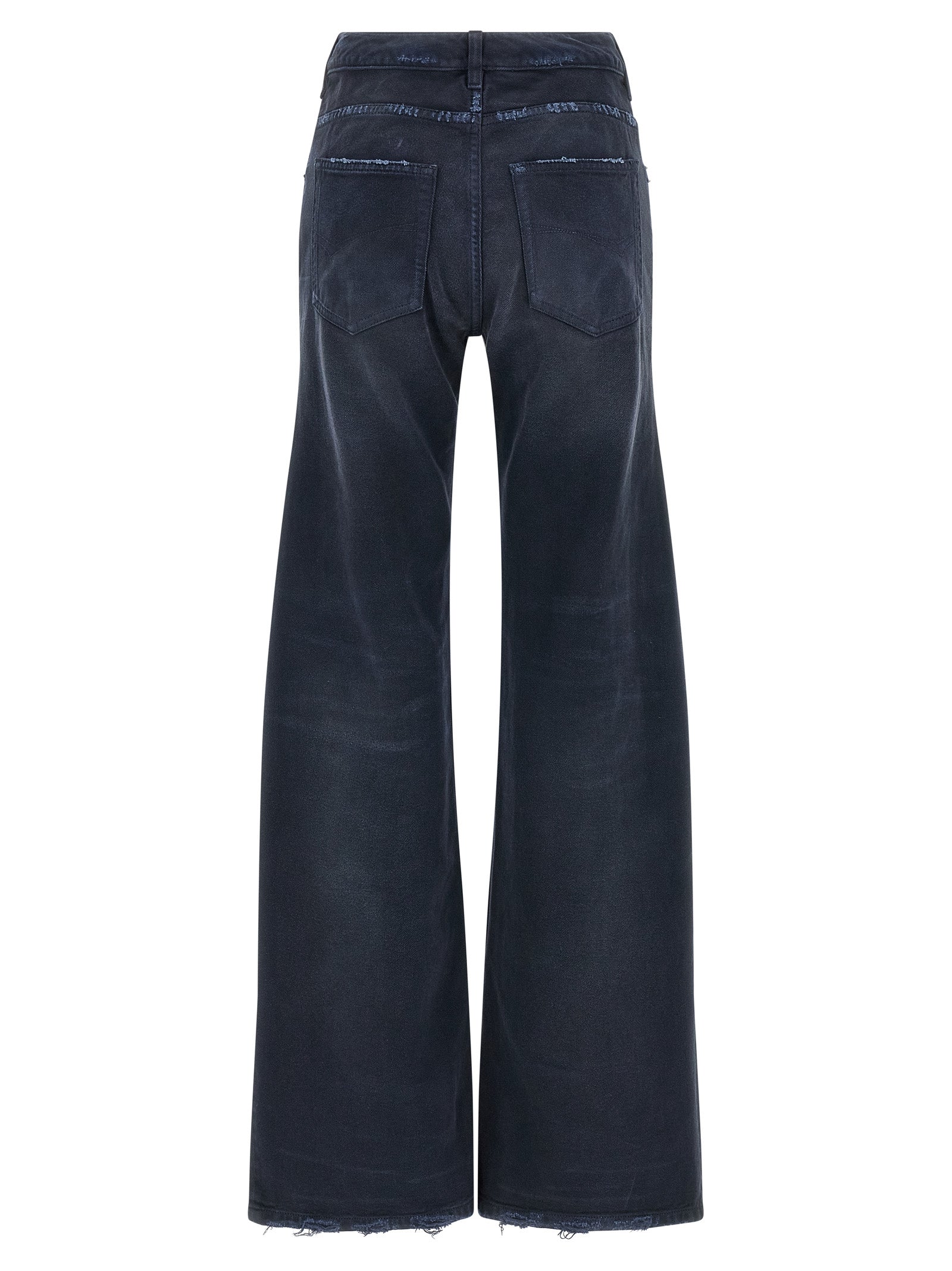 Blue Cotton Flared Jeans