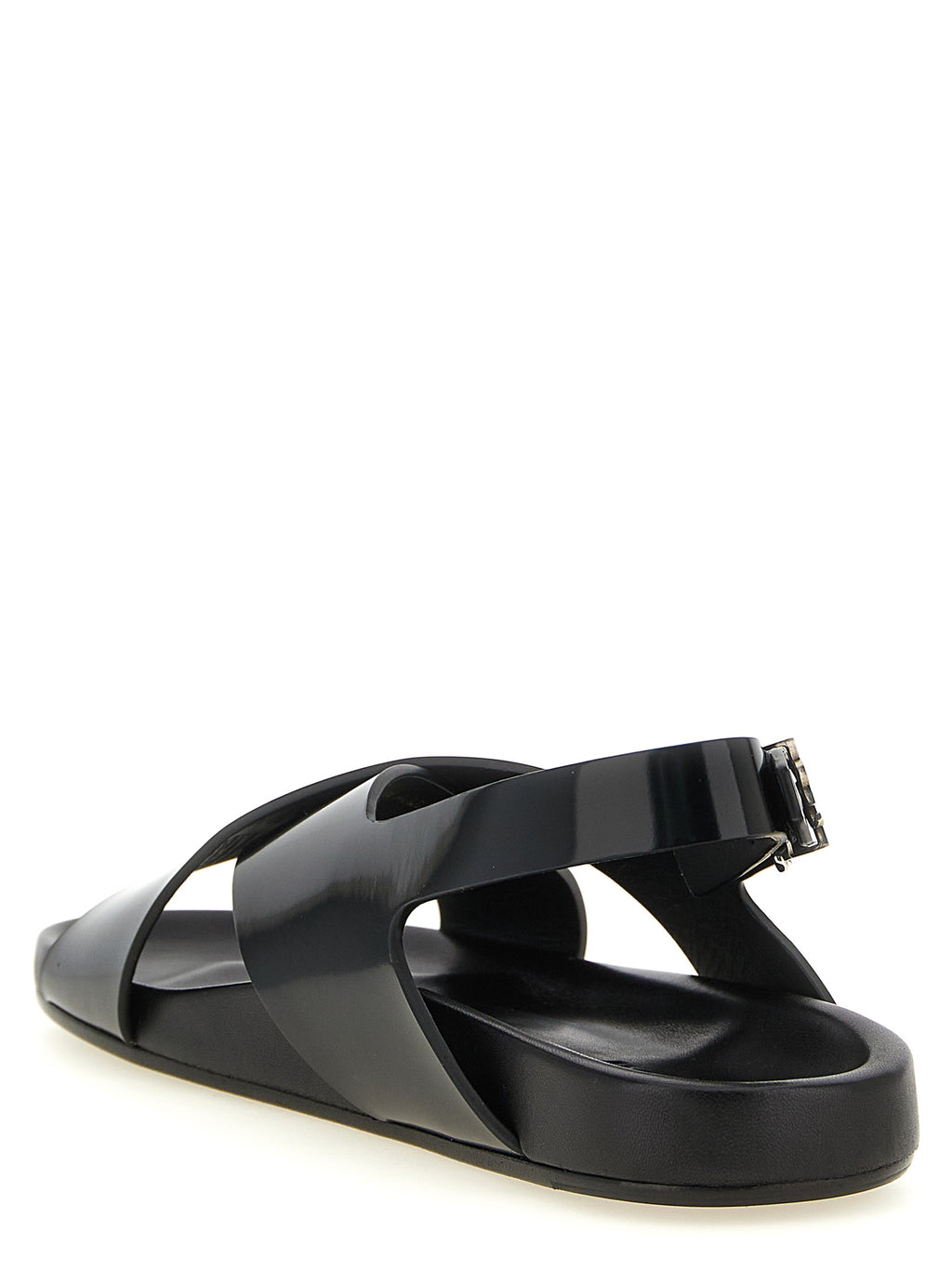 Black Calfskin Flat Sandals