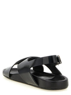 Black Calfskin Flat Sandals