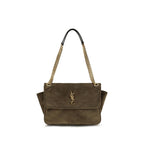 Bicolor Suede Leather Shoulder Bag
