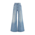 Blue Cotton Flared Jeans