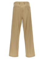 Beige Cotton Casual Pants